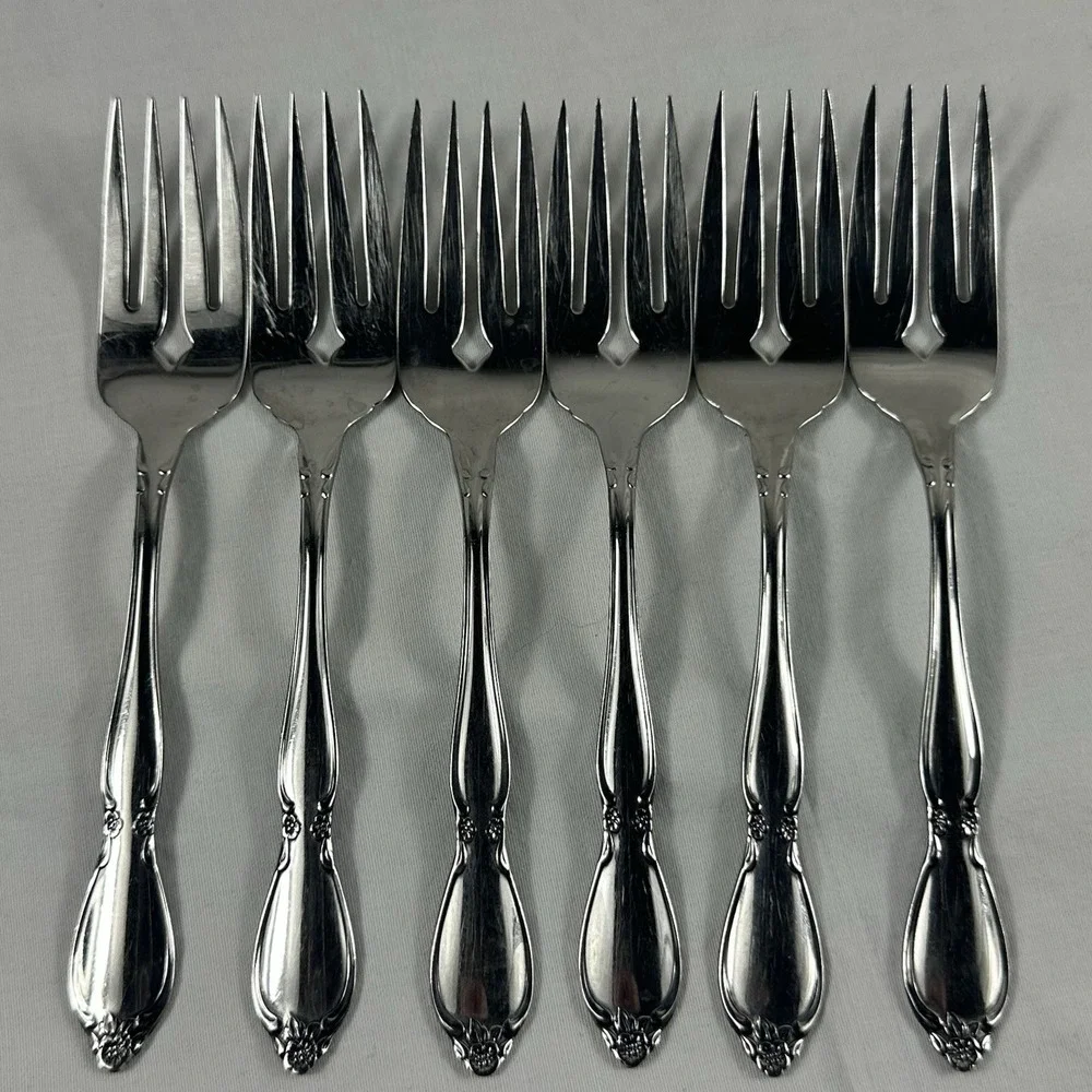 Oneida Community Stainless CHATELAINE Pattern Salad or Dessert Forks Set Of‎ 6